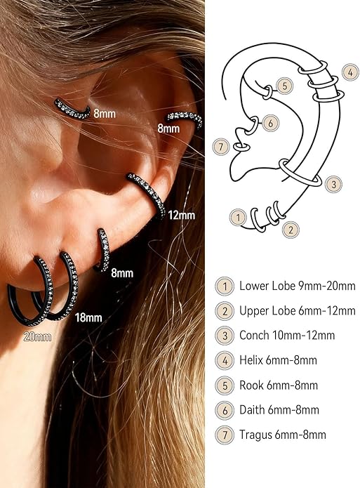 FaithHeart Sterling Silver Hoop Earrings for Women, Hypoallergenic Huggie Hoop Earrings Lightweight Small Cartilage Earrings Hoop Earring Dainty Everyday Earrings 6/8/10/12/14/15/16/18/20mm