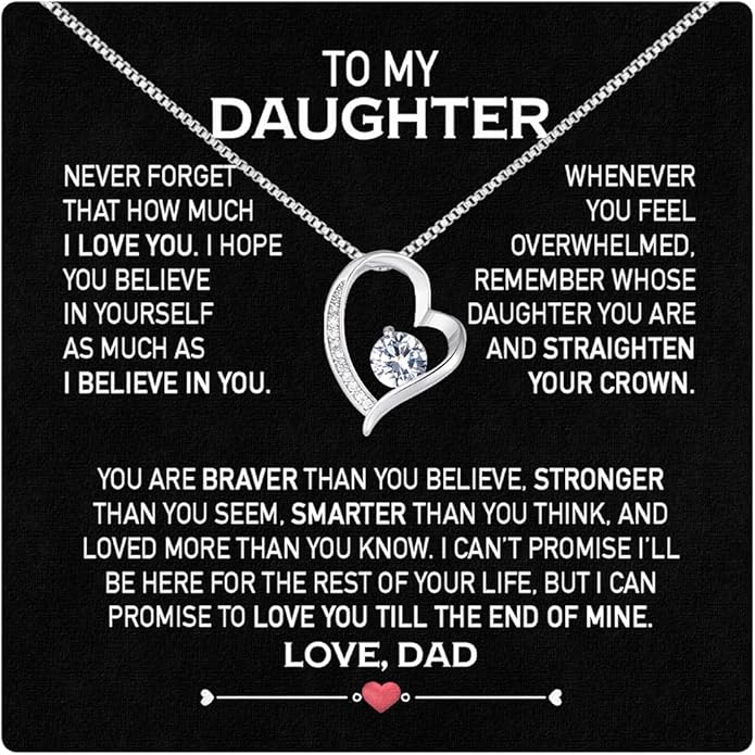 Larvincy To My Daughter Necklace From Dad With Heartfelt Message & Elegant Box, Gifts For Daughter From Father, Beautiful Jewelry Gift From Love Daddy On Graduation, Birthday, Wedding, Christmas