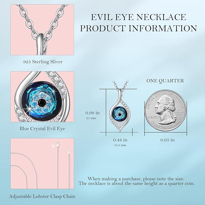 AENEAS Evil Eye Necklace for Women 925 Sterling Silver Necklace Ojo Turco Trendy Jewelry Gifts for Women Wife