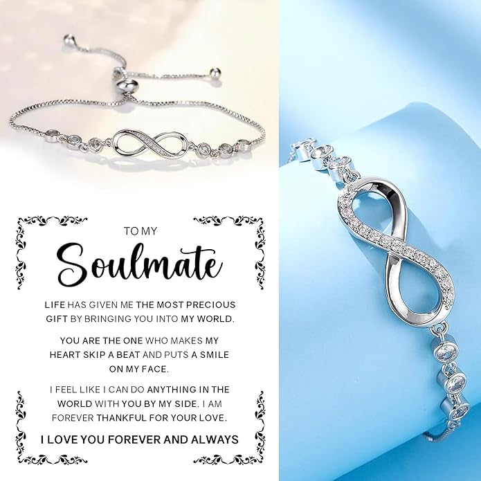 To My Soulmate Bracelet For Women With Heartfelt Message Card & Elegant Box, Bracelet For Girls, Soulmate Birthday, Wedding, Christmas Jewelry Gift From Boyfriend, Husband