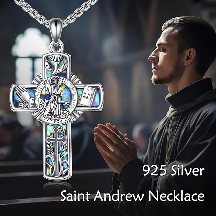 YFN Patron Saint Necklace Sterling Silver Amulet Medal Pendant Religious Protector Jewelry Gifts for Women Men