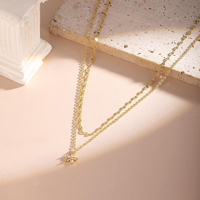 Cubic Zirconia Necklace, Dainty 14k Gold Plated Diamond Necklaces For Women Choker Necklace Simple Gold Plated CZ Jewelry Necklaces for Women Trendy Gifts