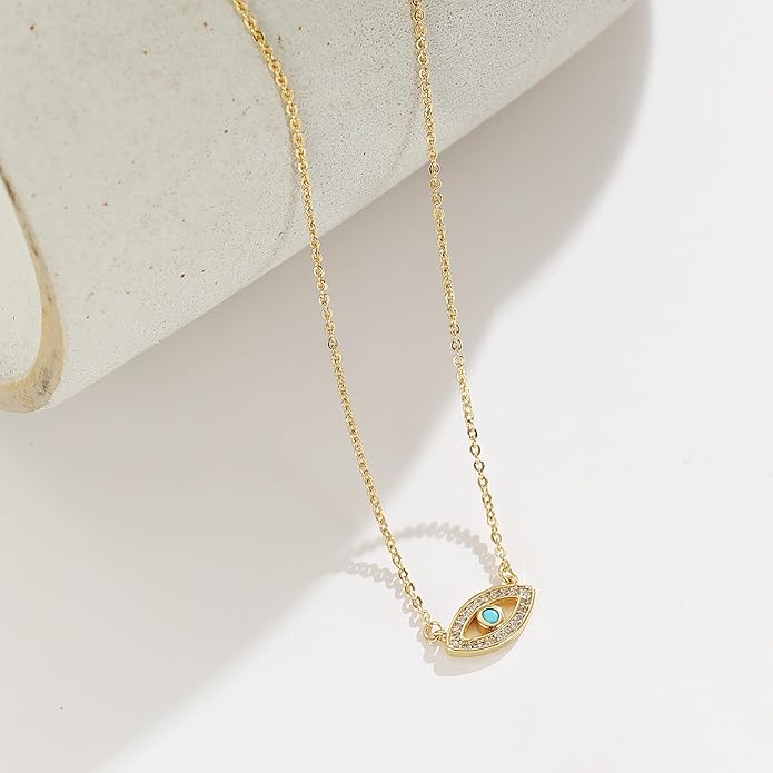 Collner 14K Gold Heart Pendant Necklace for Women Dainty Star Necklace Tiny Evil Eye Choker Necklace Boho Crescent Moon Necklace Minimalist Jewelry