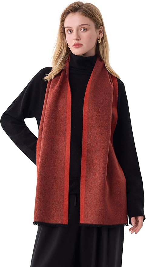 ZHE JIN Luxurious Silk Scarf for Women, Warm Soft Scarves Winter Gift for Her, 100% Brushed Mulberry Silk, Gentleman, 71"x12"