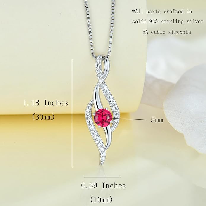 Women Infinity Necklace 925 Sterling Silver Twist Birthstone Pendant with Chain 5A Cubic Zirconia Jewelry