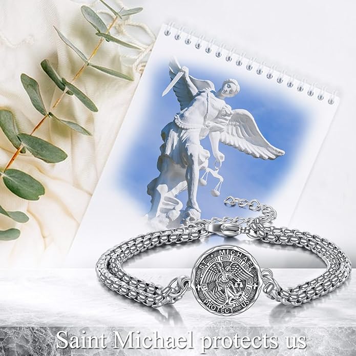 YFN Patron Saint Bracelet Sterling Silver Religious Protector Bracelet Jewelry Gift for Women Men