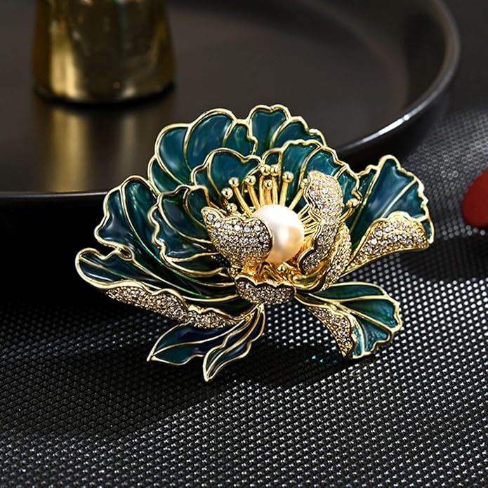 Flower Brooch Pin - Rhinestone Flower Pin 18k Gold Plated - Thanksgiving Day, Birthday, Wedding Gifts for Mom, Wife