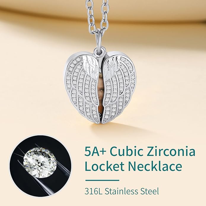 Supcare Locket Necklace That Holds Pictures-Engraved Photo Pendant Custom Jewellery Gifts for Men Women (with Jewellery Gift Box)