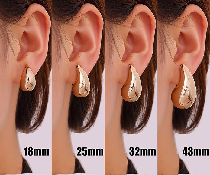 Gacimy Teardrop Earrings Dupes for Women 14K Gold Plated, Chunky Drop Earrings for Women with 925 Sterling Silver Post