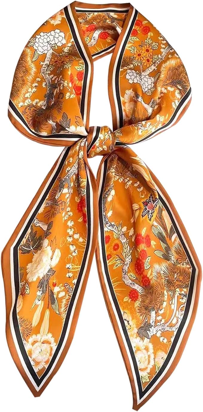 Hioyiwse Head Scarf Hair Neck Scarves For Women Purse Bag Scarfs For Handbags Silky Long Thin Satin Headscarf Fashion
