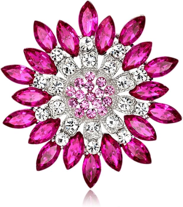 Rhinestone Flower Brooch for Women Sparkling Crystal Sunflower Brooch Pin Trendy Large Big Flower Brooch Elegant Clothing Hat Bag Accessories Christmas Birthday Party Wedding Costume Jewelry