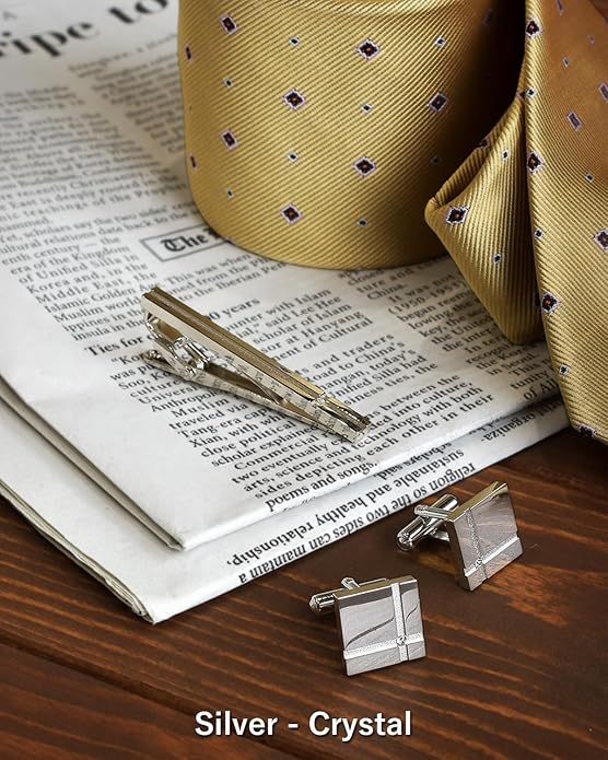 [TAVARAT] Cufflinks for Men Black Silver Red Blue Crystal glass Tps-040