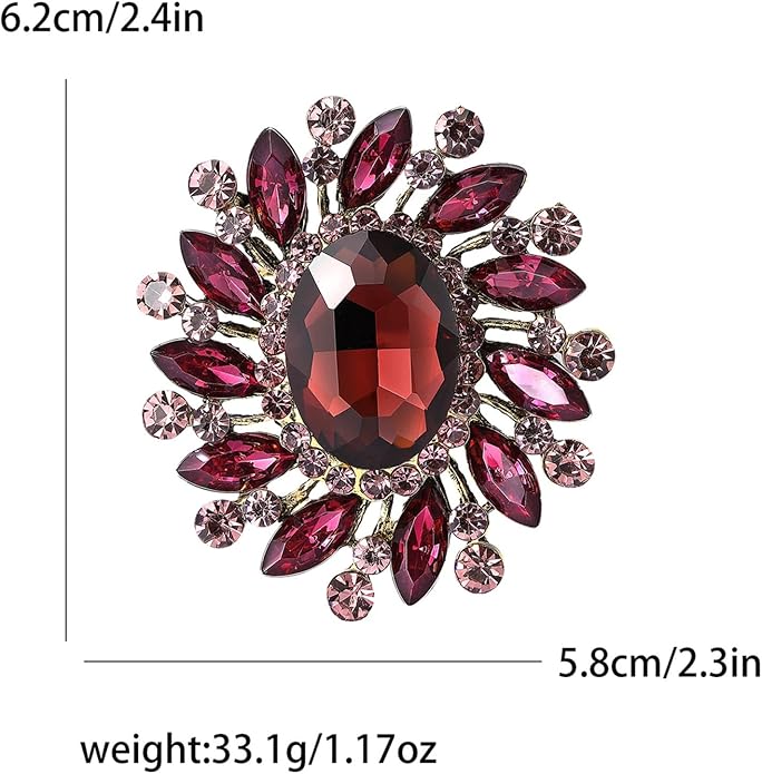 Rhinestone Brooch for Women,Vintage Crystal Flowers Brooch Statement Crystal Glass Lapel Pins Prom Classic Jewelry