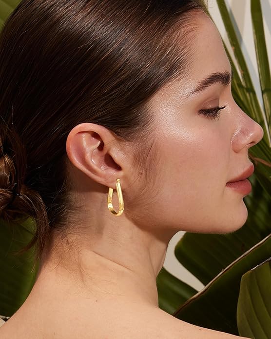 925 Sterling Silver Hoop Earrings for Women Hypoallergenic Oval Sterling Silver Hoop Earrings Large Silver Hoops Earring Lightweight Thick Silver Hoops Earrings for Women 30/40/55/65MM