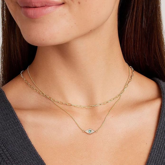 Gold Necklace for Women-14k Gold Plated Infinity Necklace Star Of David Necklace Evil Eye Cross Pendants Heart Dainty Gold Necklace For Women