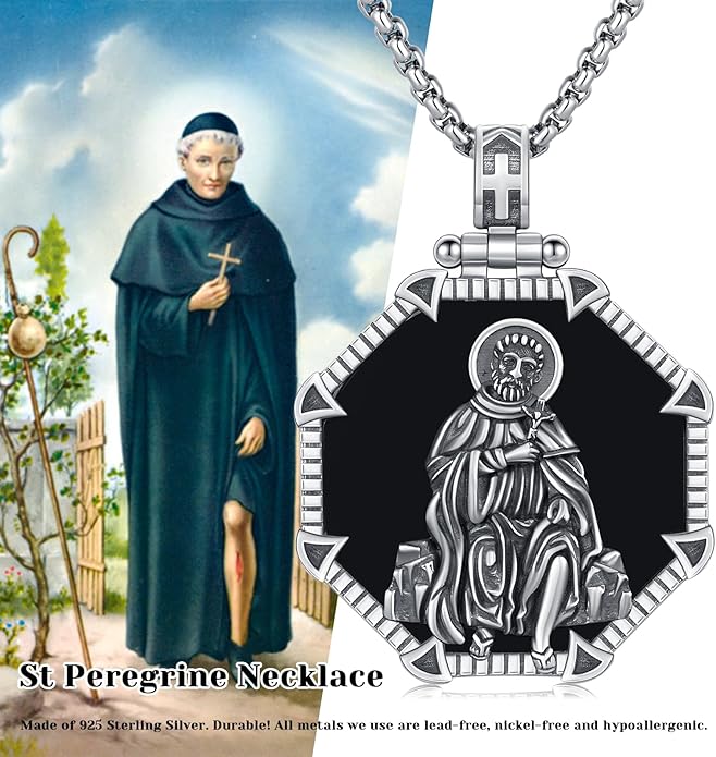 Taioiat Saint Necklace 925 Sterling Silver St Necklace Amulet Pendant Jewelry Religious Gift for Men Women