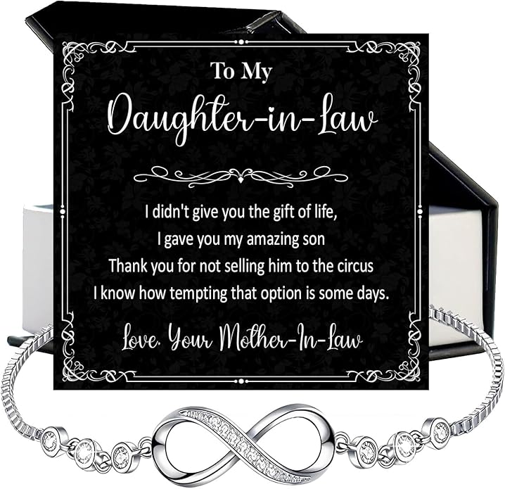 To My Beautiful Daughter In Law Bracelet From Mother-In-Law, Daughter In Law Birthday Gifts, Infinity Star Heart Bracelet For Her With Heartfelt Message Card & Elegant Box, Bonus Daughters Bracelets