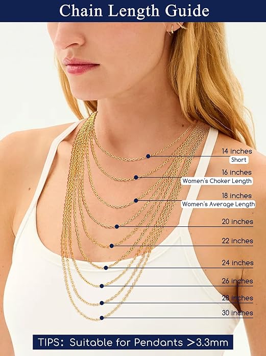 Suplight Stainless Steel Cable Chain Necklaces for Men Women 14K Gold/Black/Rose Gold Plated Cable Link Chains, 2mm Thin & Dainty & Sturdy Chains for Pendant 14"-30" Length