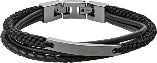 Fossil Men's Plated Stainless Steel Engravable Personalized Gift ID, Chain or Cuff Bracelet for Men