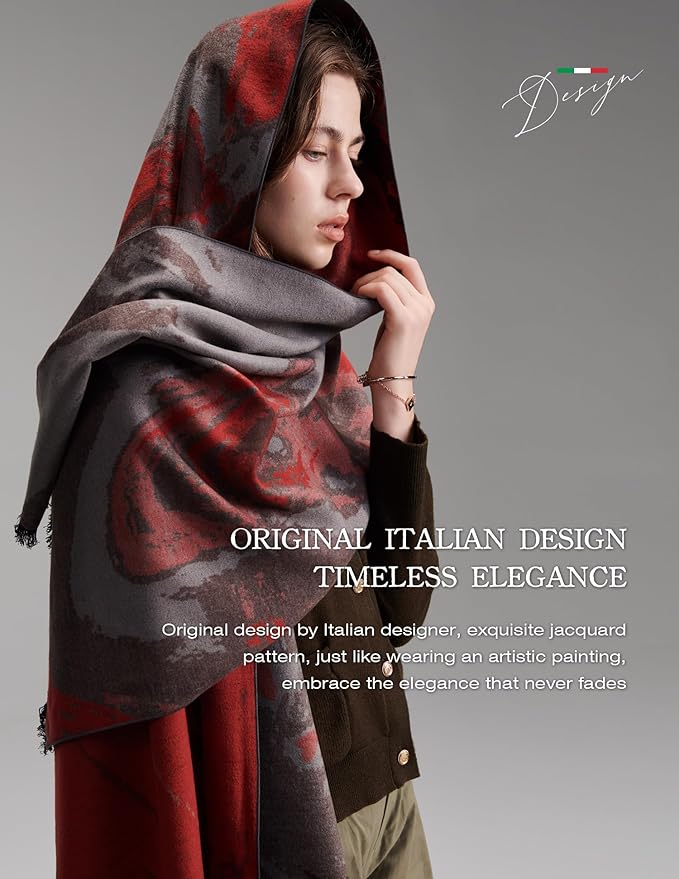 ZHE JIN Luxurious Silk Scarf Shawl Wraps for Women, Warm Scarves Winter Gift, 100% Brushed Mulberry Silk