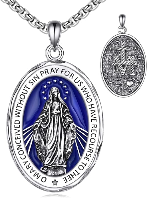 YFN Patron Saint Necklace Sterling Silver Amulet Medal Pendant Religious Protector Jewelry Gifts for Women Men