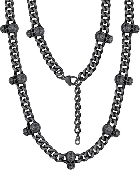 Bestyle Barbed Wire Necklace 5/7/9/12mm Mens Chain Necklaces Hip-hop Punk Gothic Stainless Steel Chain Heavy Thick Cuban Link Chain for Men Women, Length 16/18/20 Inch