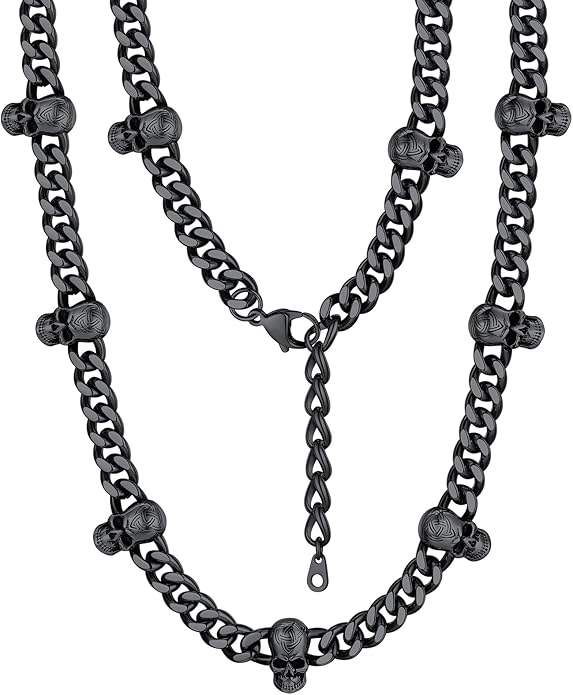 Bestyle Barbed Wire Necklace 5/7/9/12mm Mens Chain Necklaces Hip-hop Punk Gothic Stainless Steel Chain Heavy Thick Cuban Link Chain for Men Women, Length 16/18/20 Inch
