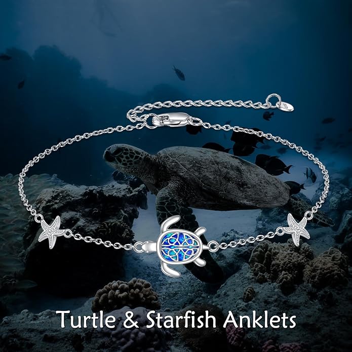 925 Sterling Silver Anklet for Women Dragonfly/Butterfly/Sea Turtles/Mermaid/Infinity/Hamsa Hand Adjustable Chain Ankle Bracelets Jewelry