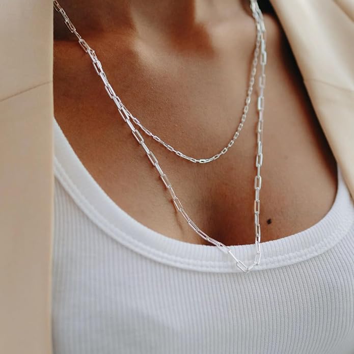 925 Sterling Silver Singapore Chain Lobster Clasp Paperclip Necklace for Women Sparkling Chain 2mm2.5mm3mm4mm5mm Gifts for Her