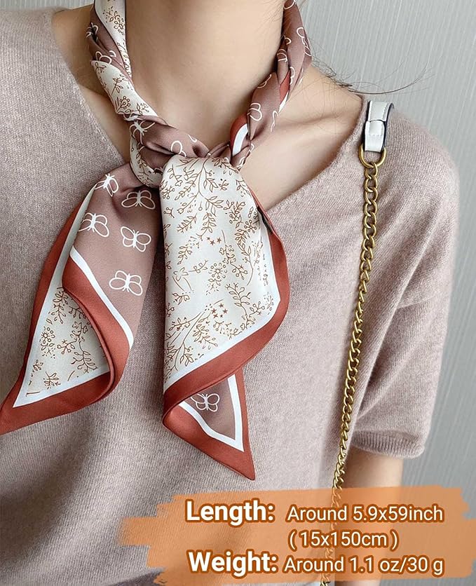 Dailyacc Hair Scarf for Women Fashion Silky Satin Headscarf Wrap Breathable Lightweight Neck Scarves For Handbag