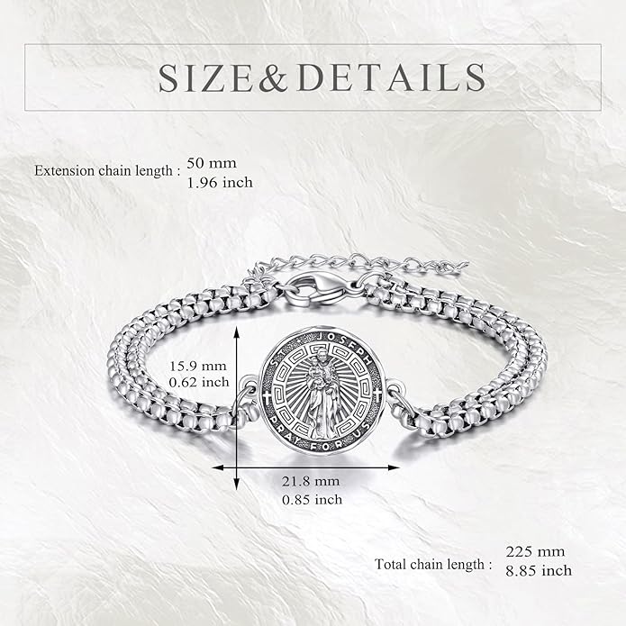 YFN Patron Saint Bracelet Sterling Silver Religious Protector Bracelet Jewelry Gift for Women Men