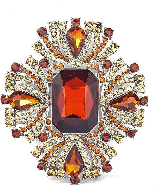 YOQUCOL Vintage Austrian Crystal Rhinestone Flowers Shaped Brooch Pin for Women Girls Lapel Pin for Sweater,Coat Dress Accessories