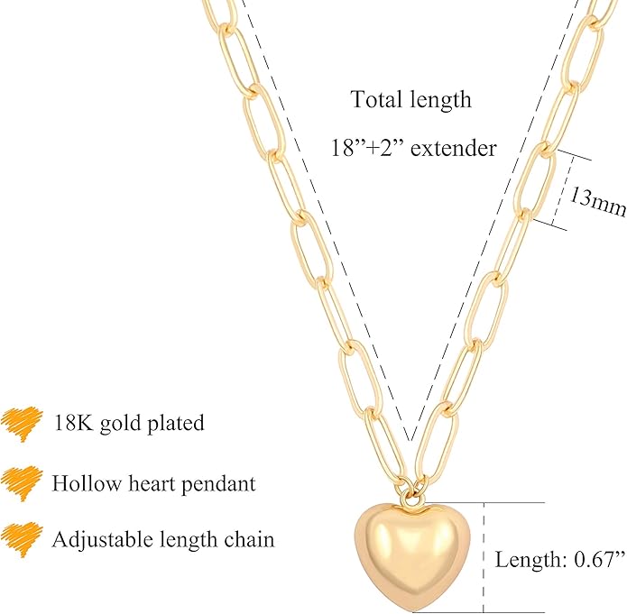 CANEVINKA Dainty Cross Medallion/Heart Pendant Chain Necklace 18K Gold Plated Oval Choker Fashion OT Toggle Jewelry Handmade for Women Simple Gold Charm Necklace