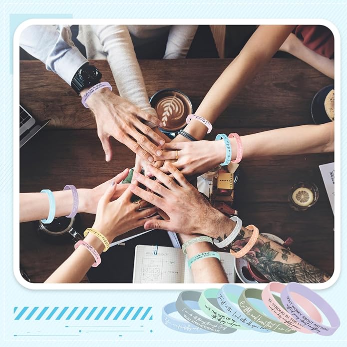 Ecation Bible Verses Bracelets Bulk Scripture Silicone Wristbands Inspirational Motivational Quote Rubber Wristbands Christian Bracelets for Easter Carnival Party Favors