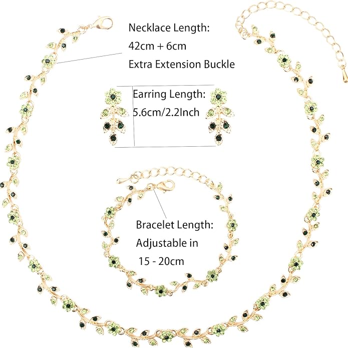 Austrian Crystal Rhinestone Choker Necklace Dangle Earring Link Bracelet Jewelry Set for Brides Bridesmaid Prom Costume Accessories for Women