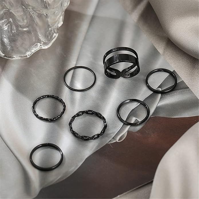 FAXHION Gold Knuckle Rings Set for Women Snake Chain Stacking Ring Vintage BOHO Midi Rings SIze Mixed