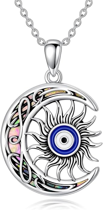 Evil Eye Necklace 925 Sterling Silver Nazar Eye Pendant Necklace Protection Amulet Jewelry Gifts for Women Men