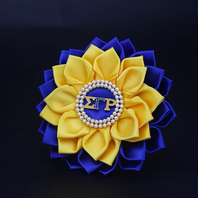 Sigmaa Gamma Rho Flower Brooch Pin for Women 1922 SGRho Gift Greek Sorority Gift Paraphernalia Jewelry Pearl & Satin 5.5" Sorority Pin for Sisterhood Soror