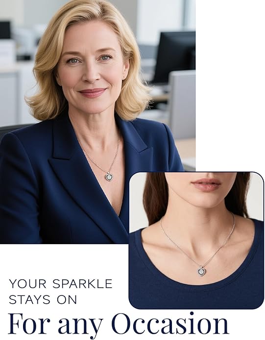 MomentWish Necklace for Women, Sparkling Gift for Her, 1Carat Moissanite Heart Pendent for Her, 925 Sterling Silver Dance Necklace for Anniversary Christmas Valentines