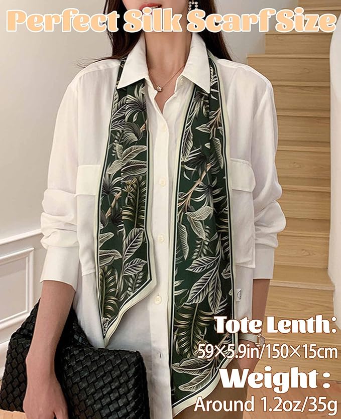 kcctoo 59" Mulberry Silk Like Head Scarf Women's Fashion Square Neck Satin Scarfs for Bag Hair Scarves Gift 59 * 5.9”