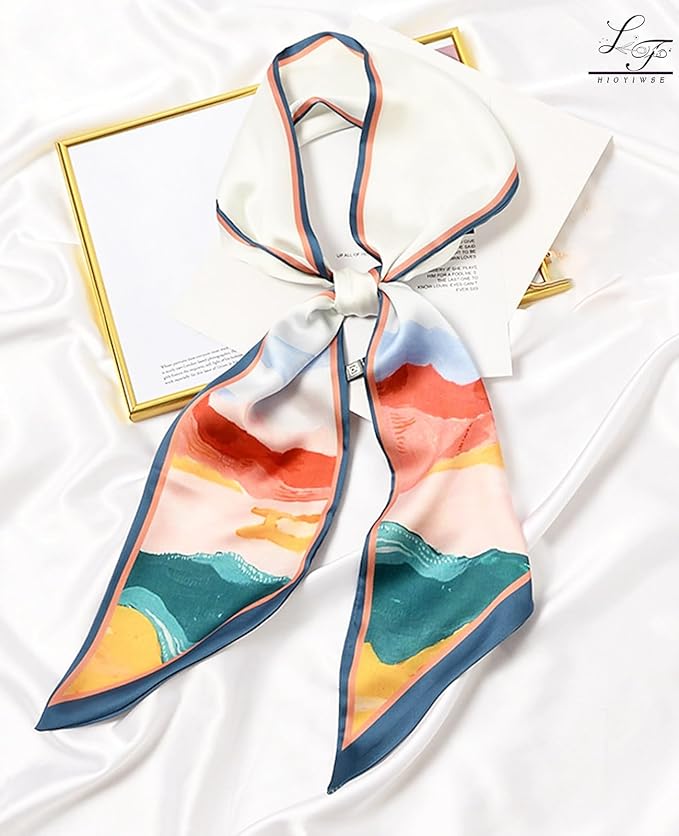 Hioyiwse Head Scarf Hair Neck Scarves For Women Purse Bag Scarfs For Handbags Silky Long Thin Satin Headscarf Fashion