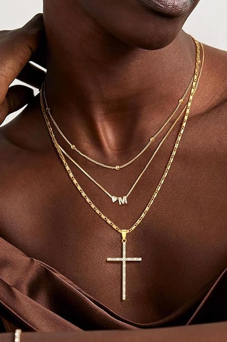 U7 Cross Necklace for Women,Silver/14K Gold Large or Small Cross Necklaces with CZ Diamond,Faith Birthday/Christmas Gift for Her Women Mother Daughter Grandmother