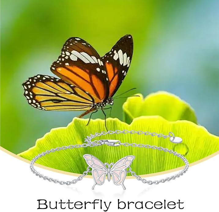 Butterfly/Phoenix/Dove/Dragonfly/Hummingbird Bracelet for Women 925 Sterling Silver Opal Bracelet Dainty Link Jewelry Birthday Christmas Gifts for Women Her