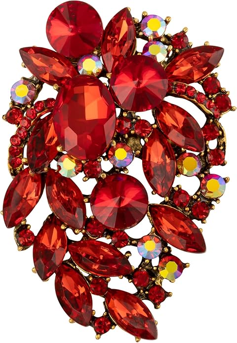 SELOVO Rhinestone Statement Brooch Pin Flower Dress Accessory