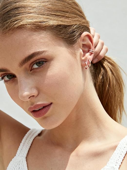 Silvora 925 Sterling Silver Small Hoop Earrings for Women Huggie Earrings Hypoallergenic Cartilage Earrings Tiny Hoops 6mm/8mm/10mm/12mm/14mm/16mm/18mm/20mm