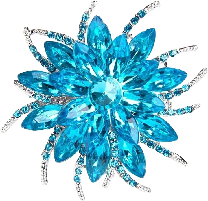 Rhinestone Flower Brooch Pin - Vintage Rose & Sunflower Brooches, Large Crystal Pin for Women, Gold & Pearl Accents, Elegant Christmas Brooch, Fashion Accessories for Hats, Dresses & Bags