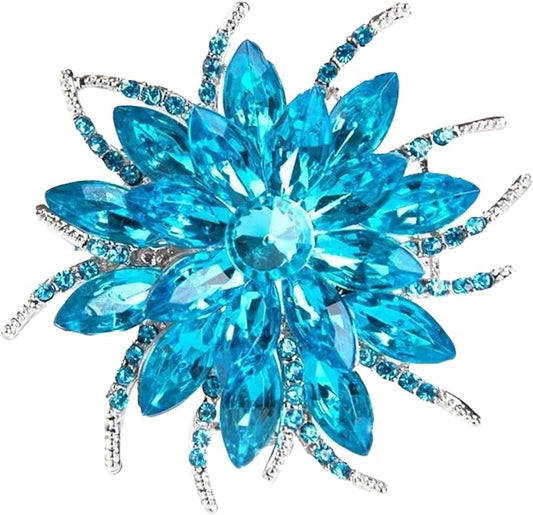 Rhinestone Flower Brooch Pin - Vintage Rose & Sunflower Brooches, Large Crystal Pin for Women, Gold & Pearl Accents, Elegant Christmas Brooch, Fashion Accessories for Hats, Dresses & Bags