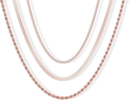 Freekiss Herringbone Necklace for Women,Dainty Gold Necklace,14k Gold Plated Snake,Gold Chain Choker Necklaces,Simple Gold Layered Necklaces,Gold Jewelry Gift for Women
