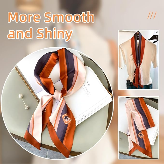 Dailyacc Hair Scarf for Women Fashion Silky Satin Headscarf Wrap Breathable Lightweight Neck Scarves For Handbag