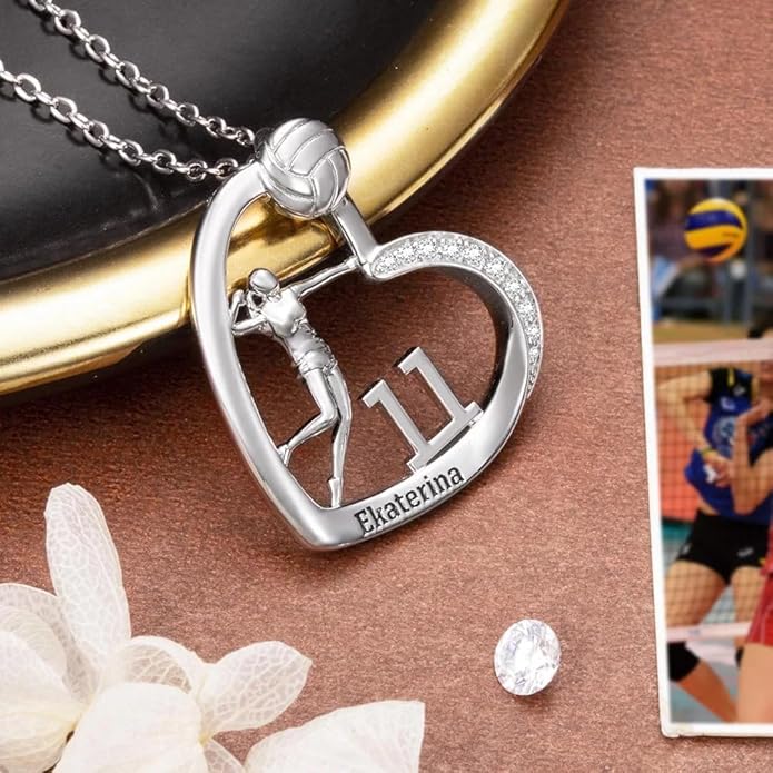callie Personalized Volleyball|Basketball|Hockey|Baseball|Soccer|Pickleball Necklace - Custom Name & Number, Jewelry Gifts for Sports Lover